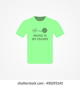 T-shirt Design with music idea vector illustration.