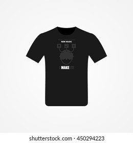 T-shirt Design with music idea vector illustration.