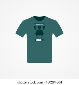 T-shirt Design with music idea vector illustration.