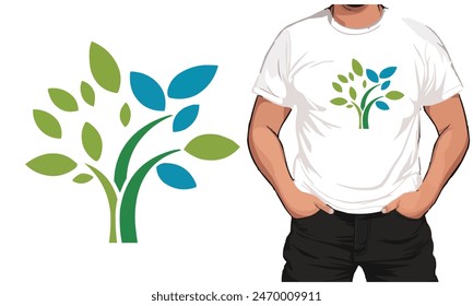 T-shirt design with natural tree symbol.
