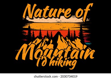 T-shirt design of nature mountain hiking pine