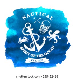 T-shirt design. Nautical marine, badge design.