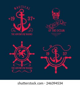 T-shirt design. Nautical marine, badge design.