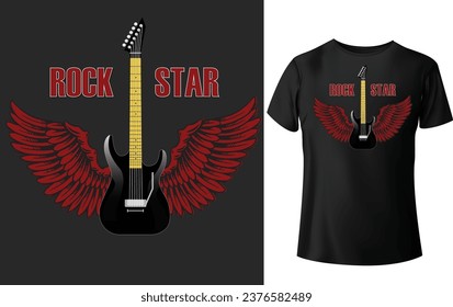 t-shirt design new guitar rockstar