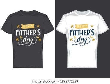 T-shirt design on 2 t-shirts with posters of Happy Fathers day