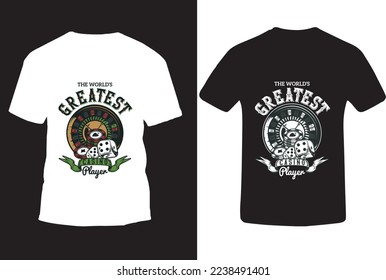 T-shirt design on 2 t-shirts with posters of casino elements- cards, chips and roulette