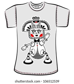 t-shirt design with original modern cute ornate doodle fantasy monster personage