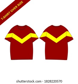 T-Shirt Design Over Size With Color Red and Yellow, Modern Style and Minimalist