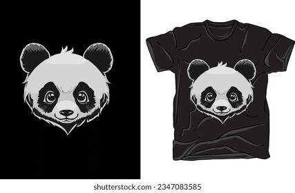 T-Shirt Design in Panda Head Vector Design