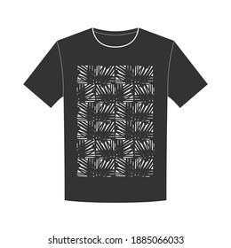 T-shirt design with pattern of ink scribbles in a tiled arrangement.