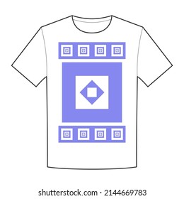T-shirt design with pattern of lavender white square.