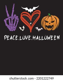 T-shirt Design for Peace.Love.Halloween T-shirt Design