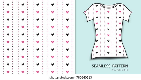 T-shirt design, Pink seamless pattern vector illustration, fabric texture, patterned clothing, abstract background