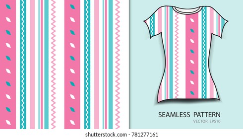 T-shirt design, Pink seamless pattern vector illustration, fabric texture, patterned clothing, abstract background