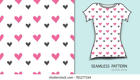 T-shirt design, Pink seamless pattern vector illustration, fabric texture, patterned clothing, abstract background