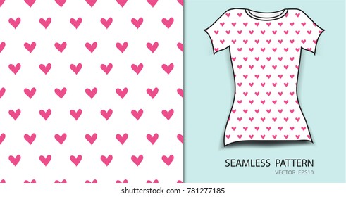T-shirt design, Pink seamless pattern vector illustration, fabric texture, patterned clothing, abstract background