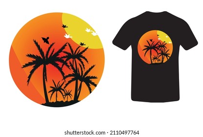  Tshirt Design Plam Tree Templete