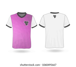 T-shirt design with polygonal stripe on front and logo Template for design on white background. Vector illustration eps 10.