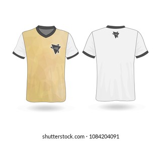 T-shirt design with polygonal stripe on front and logo Template for design on white background. Vector illustration eps 10.