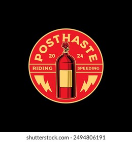 T-Shirt design posthaste riding speeding with nos tube vintage vector illustration