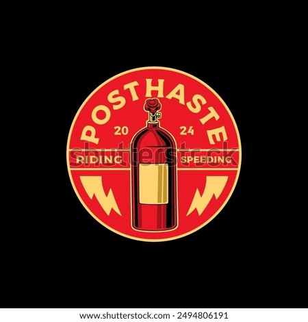 T-Shirt design posthaste riding speeding with nos tube vintage vector illustration