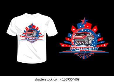 T-Shirt Design with Power Drift Engine Logo