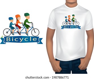 T-shirt design for printing with bicycle.illustration vector