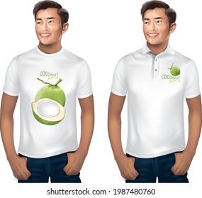 T-shirt design for printing with a coconut.illustration vector