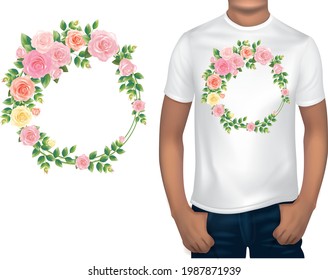 T-shirt design for printing with a flower.illustration vector