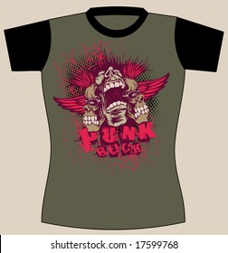 t-shirt design with punk musicians. vector illustration