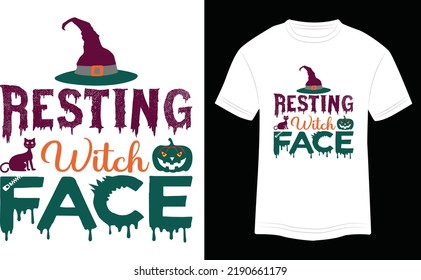 Diseño de camiseta Desangrar el vector de la cara de bruja Ilustración colorida en fondo blanco