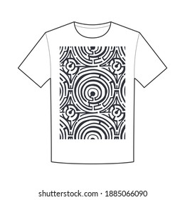 T-shirt design with round labyrinth.