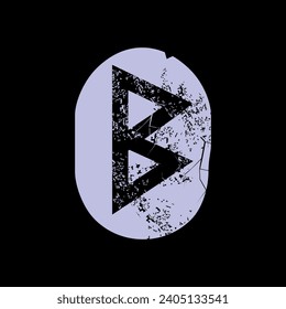 T-shirt design of the runic letter called Berkano carved in stone. Ancient alphabet to tell the future.