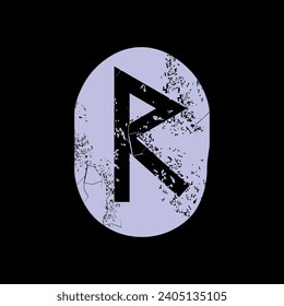 T-shirt design of the runic letter called Raido carved in stone. Ancient alphabet to tell the future.