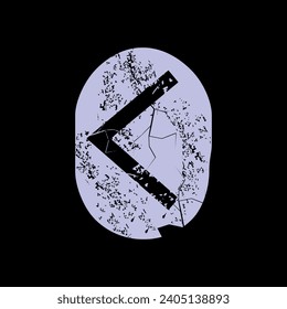 T-shirt design of the runic letter called Kenaz carved in stone. Ancient alphabet to tell the future.