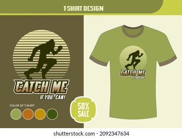 T-shirt design, Runing Bigfoot front of Moon