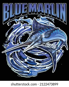 T-shirt design samples with illustration of a fish and a fishing rod