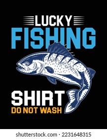 T-shirt design samples with illustration of a fish and a fishing rod