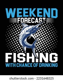 T-shirt design samples with illustration of a fish and a fishing rod