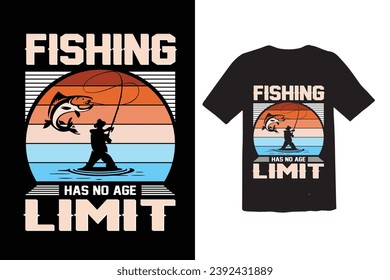  t-shirt design samples with illustration of a fish and a fishing rod.