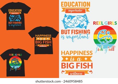 T-shirt design samples with illustration of a fish and a fishing rod, vintage typography fishing t shirt design illustration, Good for Greeting cards, t-shirts, mugs, and gifts. For Men, Women.