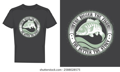 T-shirt design samples with illustration of a fish