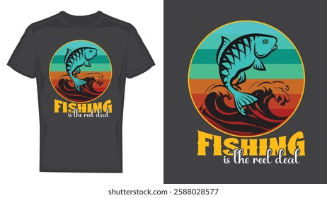 T-shirt design samples with illustration of a fish