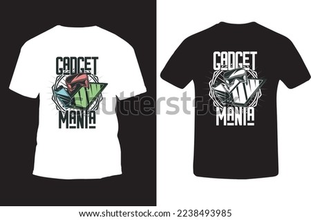 T-shirt design samples with illustration of gadgets. Electronic Gadgets