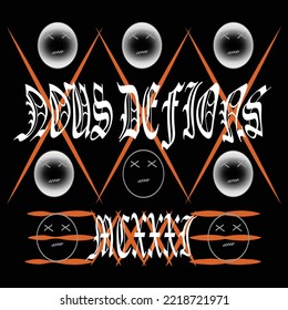 T-shirt design samples with illustration, NOUS DEFIONS MCXXXI,Vector illustration for T-Shirt