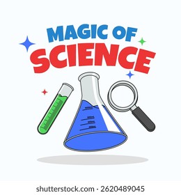 T-Shirt Design of Science Cartoon Illustration