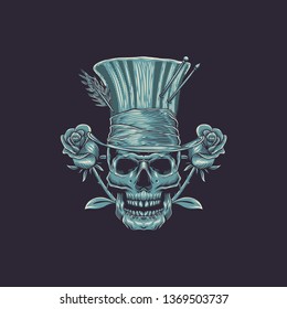 tshirt design skull with rose