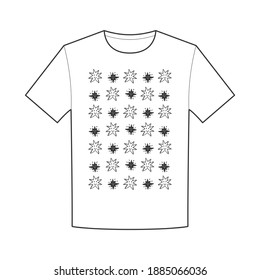 T-shirt design with smiling stars drawn by hand.
