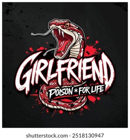 T-shirt design with snake and girlfriend - vector illustration(11)