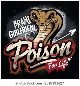 T-shirt design with snake and girlfriend - vector illustration(9)
